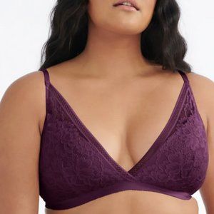 EUC Knix Lace Deep-V Bra in Deep Purple - Size XXL